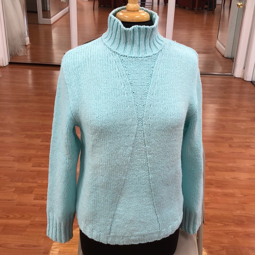 Women’s mint blue mock neck sweater